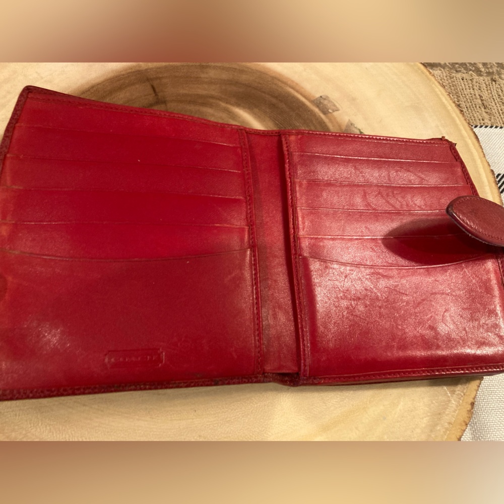Vintage Coach Madison Continental Clutch Wallet With Kisslock Scarlet Red❤️ Rare - Picture 9 of 16